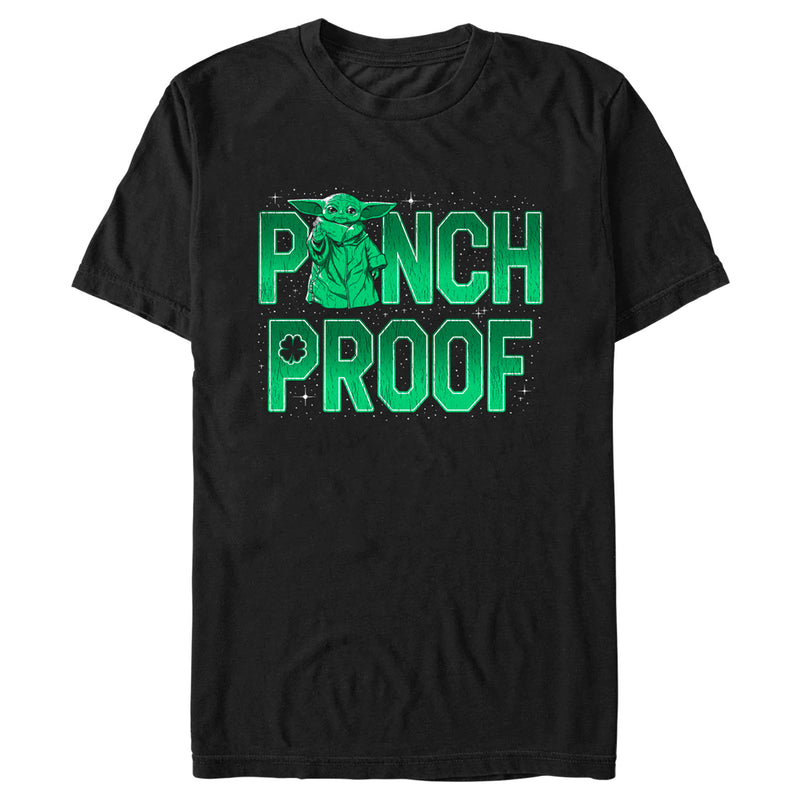 Men's Star Wars: The Mandalorian Grogu St. Patrick's Day Galaxy Stars Pinch Proof T-Shirt