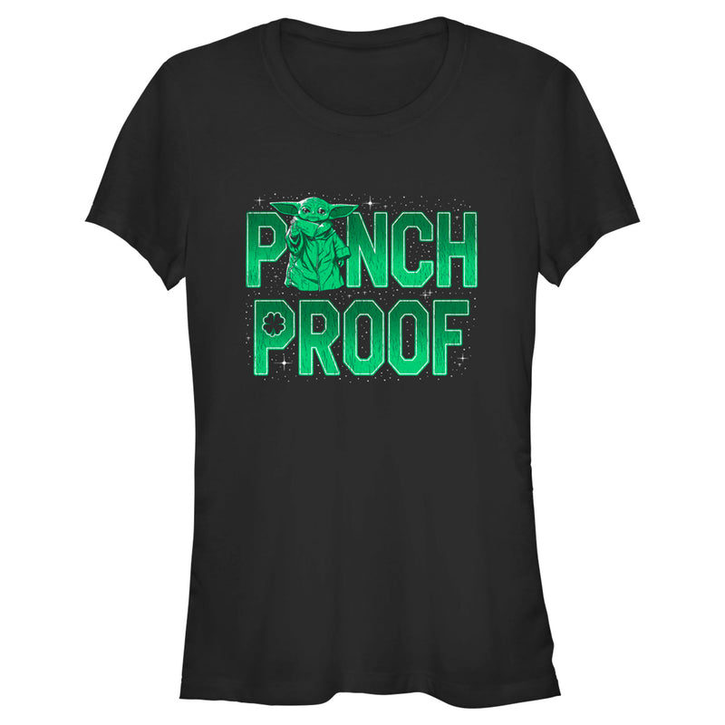 Junior's Star Wars: The Mandalorian Grogu St. Patrick's Day Galaxy Stars Pinch Proof T-Shirt