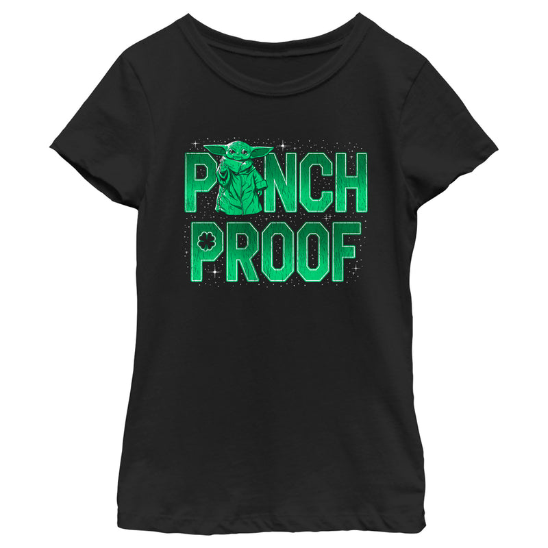 Girl's Star Wars: The Mandalorian Grogu St. Patrick's Day Galaxy Stars Pinch Proof T-Shirt