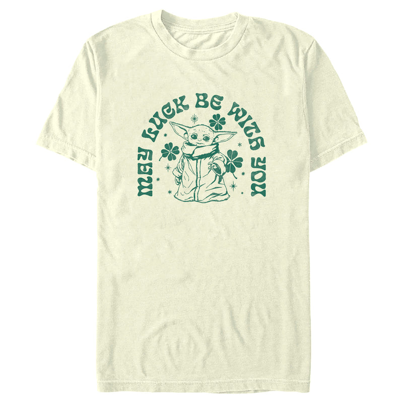 Men's Star Wars: The Mandalorian St. Patrick's Day Grogu May Luck be with You Retro T-Shirt