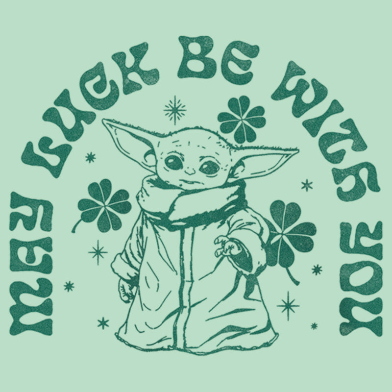 Girl's Star Wars: The Mandalorian St. Patrick's Day Grogu May Luck be with You Retro T-Shirt