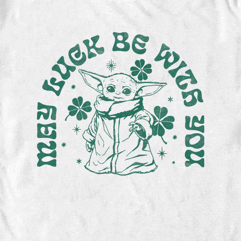 Men's Star Wars: The Mandalorian St. Patrick's Day Grogu May Luck be with You Retro T-Shirt