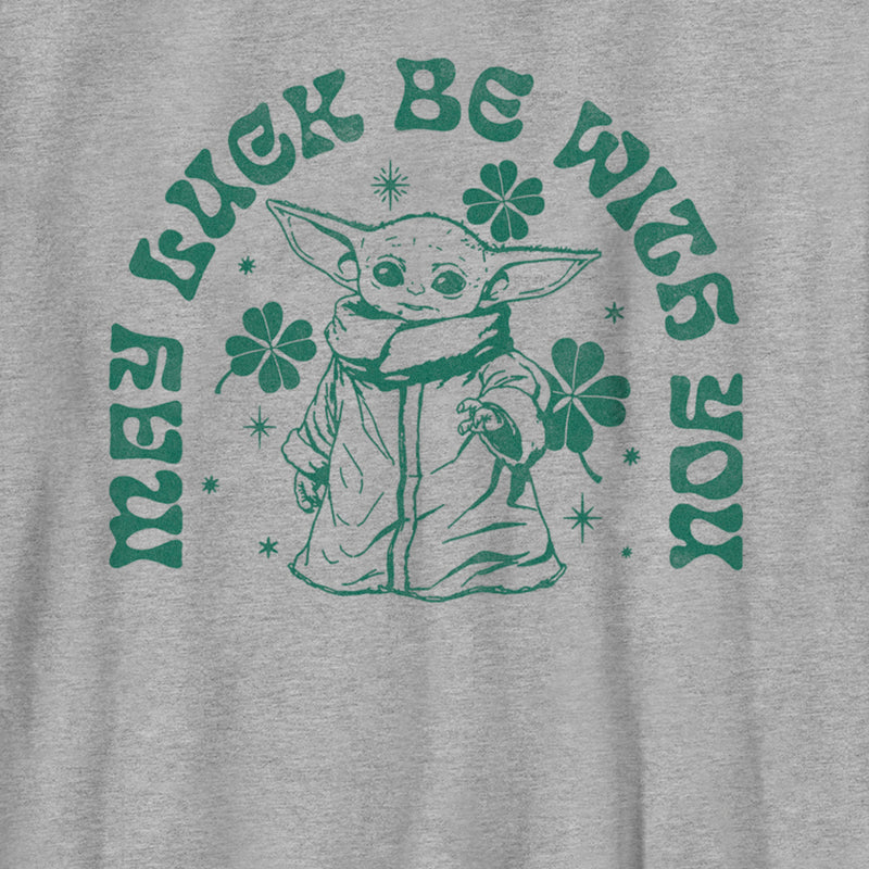 Boy's Star Wars: The Mandalorian St. Patrick's Day Grogu May Luck be with You Retro T-Shirt