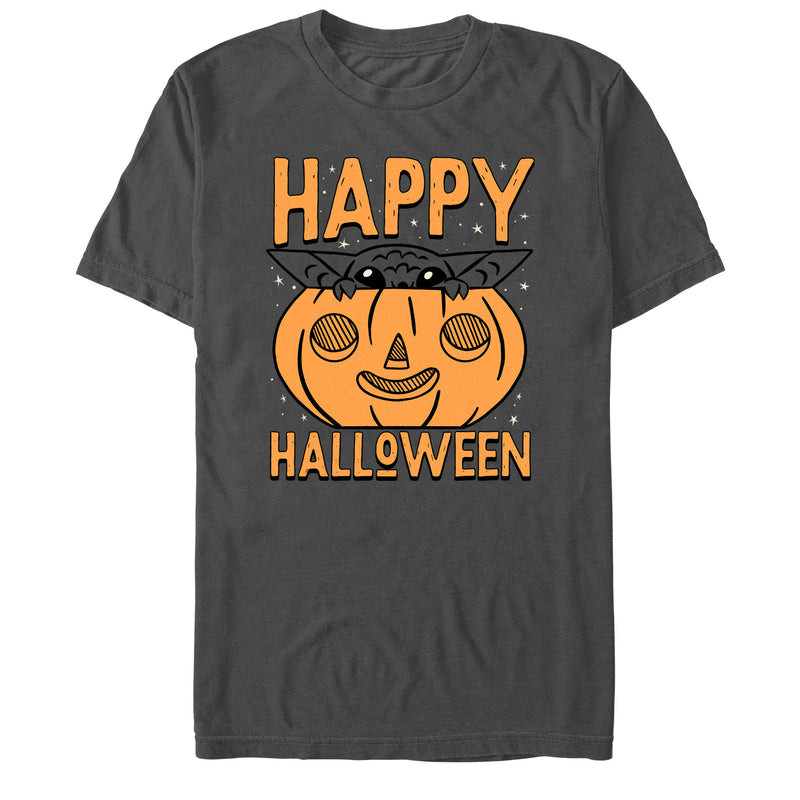 Men's Star Wars: The Mandalorian Halloween Grogu Pumpkin Peek T-Shirt