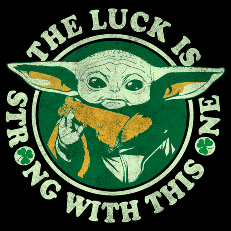 Women's Star Wars: The Mandalorian St. Patrick's Day Grogu Luck is Strong with this One Distressed T-Shirt