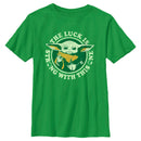 Boy's Star Wars: The Mandalorian St. Patrick's Day Grogu Luck is Strong with this One Distressed T-Shirt