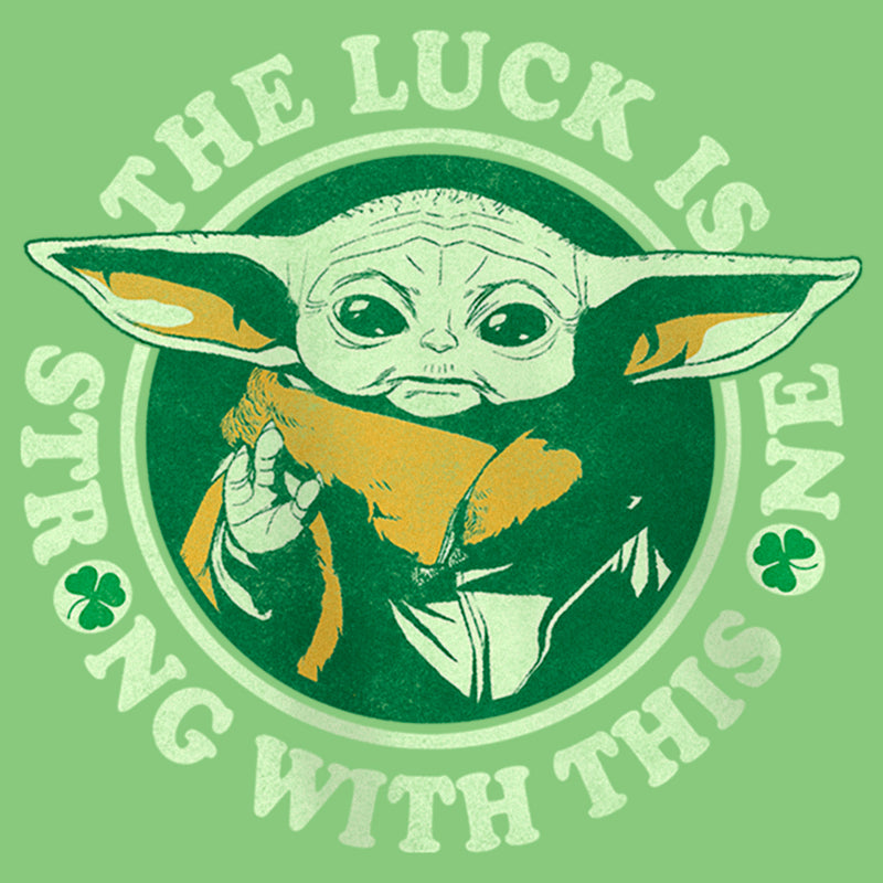 Girl's Star Wars: The Mandalorian St. Patrick's Day Grogu Luck is Strong with this One Distressed T-Shirt