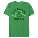 Men's Star Wars: The Mandalorian St. Patrick's Day Grogu May Luck be with You Distressed T-Shirt