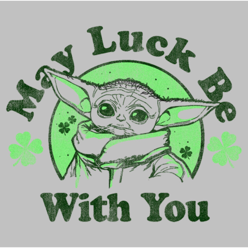 Women's Star Wars: The Mandalorian St. Patrick's Day Grogu May Luck be with You Distressed T-Shirt