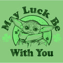 Girl's Star Wars: The Mandalorian St. Patrick's Day Grogu May Luck be with You Distressed T-Shirt