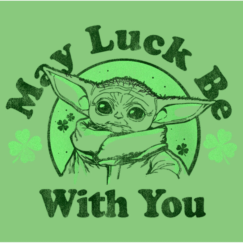 Girl's Star Wars: The Mandalorian St. Patrick's Day Grogu May Luck be with You Distressed T-Shirt