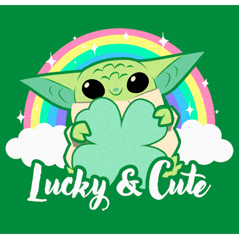 Men's Star Wars: The Mandalorian Grogu St. Patrick's Day Rainbow Lucky and Cute T-Shirt