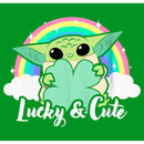 Boy's Star Wars: The Mandalorian Grogu St. Patrick's Day Rainbow Lucky and Cute T-Shirt