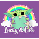 Girl's Star Wars: The Mandalorian Grogu St. Patrick's Day Rainbow Lucky and Cute T-Shirt