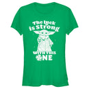 Junior's Star Wars: The Mandalorian Grogu St. Patrick's Day Stars Luck is Strong with this One T-Shirt