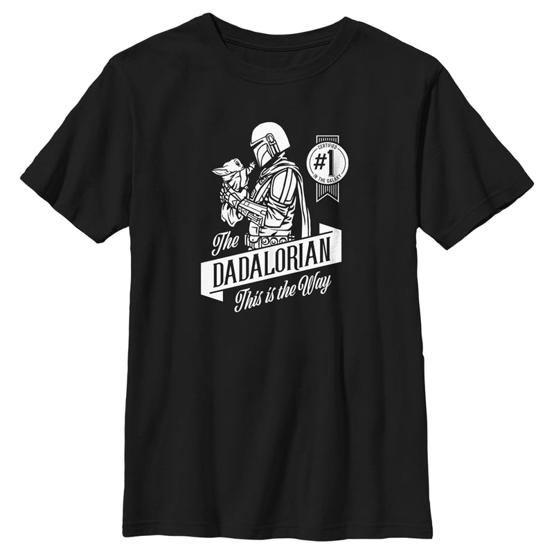 Boy's Star Wars: The Mandalorian Grogu and Din Djarin Dadalorian Banner Sketch T-Shirt