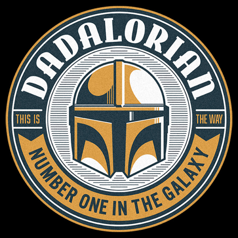 Men's Star Wars: The Mandalorian Grogu and Din Djarin Dadalorian Banner Sketch T-Shirt