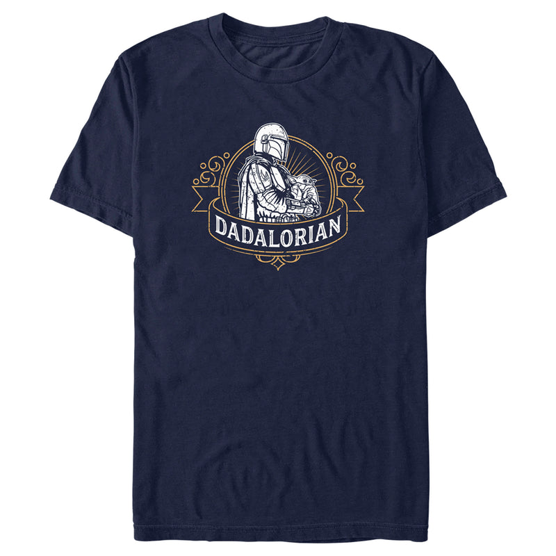 Men's Star Wars: The Mandalorian Grogu and Din Djarin Dadalorian Banner Sketch T-Shirt