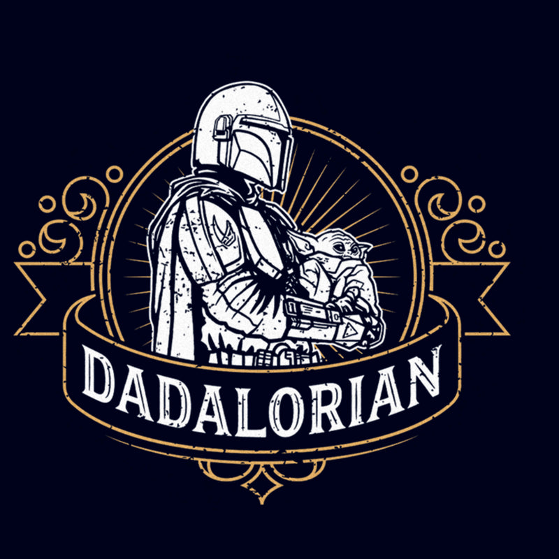 Men's Star Wars: The Mandalorian Grogu and Din Djarin Dadalorian Banner Sketch T-Shirt