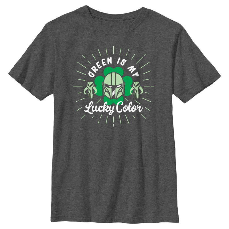 Boy's Star Wars: The Mandalorian St. Patrick's Day Din Djarin Green is my Lucky Color T-Shirt