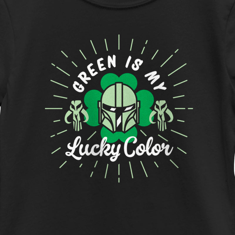 Girl's Star Wars: The Mandalorian St. Patrick's Day Din Djarin Green is my Lucky Color T-Shirt