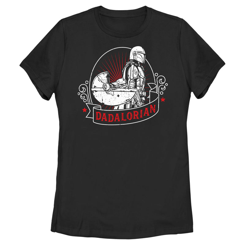Women's Star Wars: The Mandalorian Grogu and Din Djarin Dadalorian Cradle Sketch T-Shirt