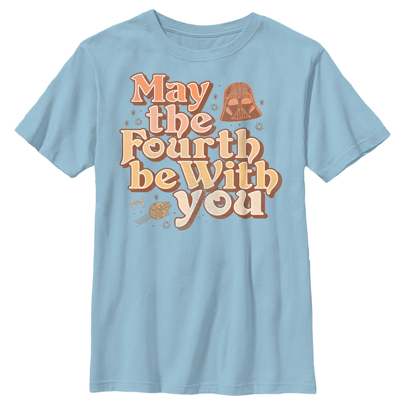 Boy's Star Wars Retro Darth Vader May the Fourth Be With You T-Shirt
