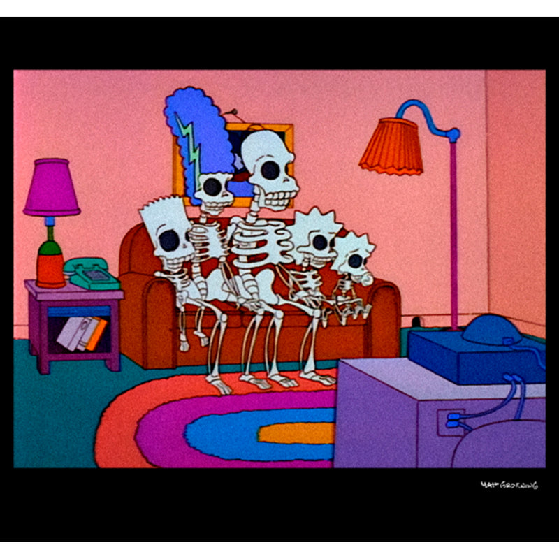 Men's The Simpsons Skeleton Family Inside House T-Shirt