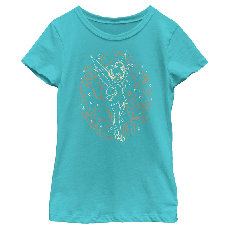 Girl's Peter Pan Halloween Tinkerbell Line Art T-Shirt