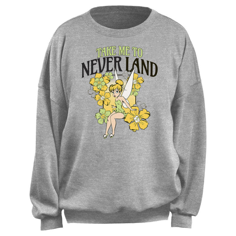 Junior's Peter Pan Take Me to Never Land Floral Sweatshirt
