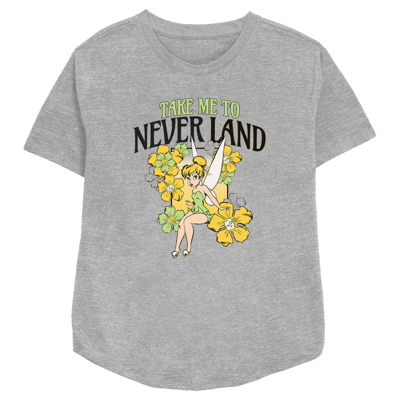 Women's Peter Pan Floral Take Me to Never Land T-Shirt