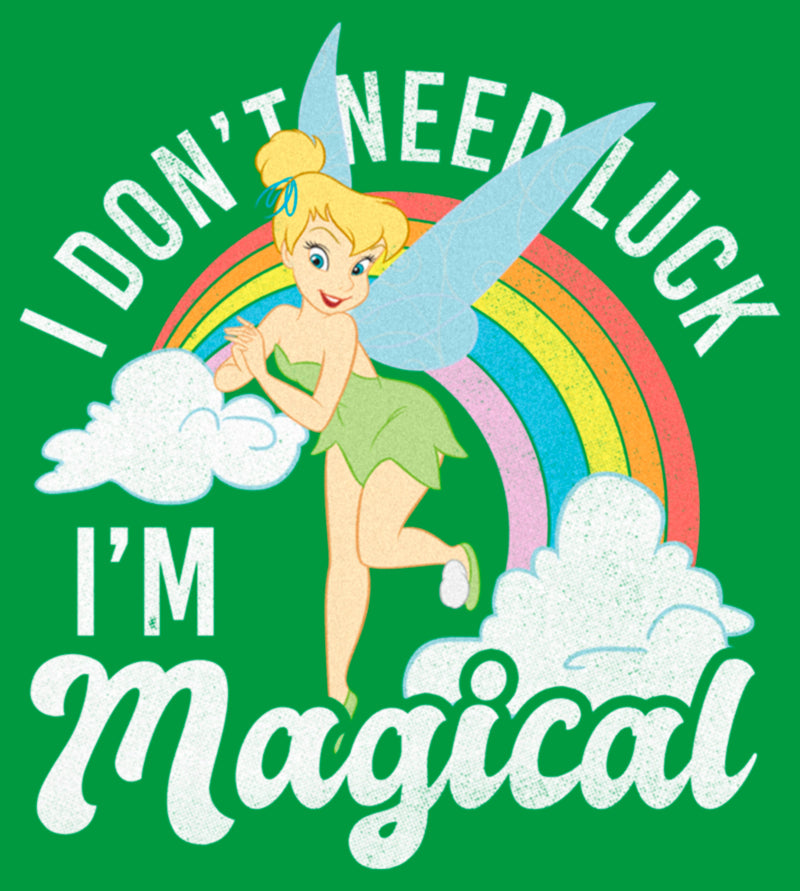 Junior's Peter Pan St. Patrick's Day Tinkerbell I Don't Need Luck I'm Magical T-Shirt