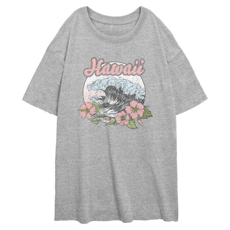 Junior's Lost Gods Hawaiian Waves and Flowers T-Shirt