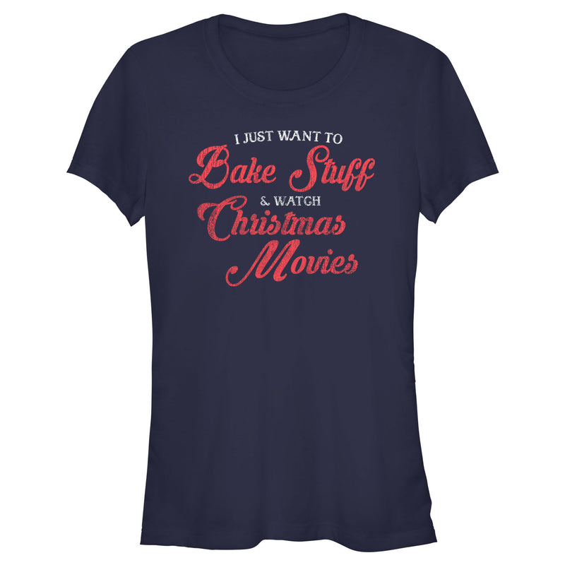 Junior's Lost Gods Distressed Bake Stuff and Christmas Movies T-Shirt