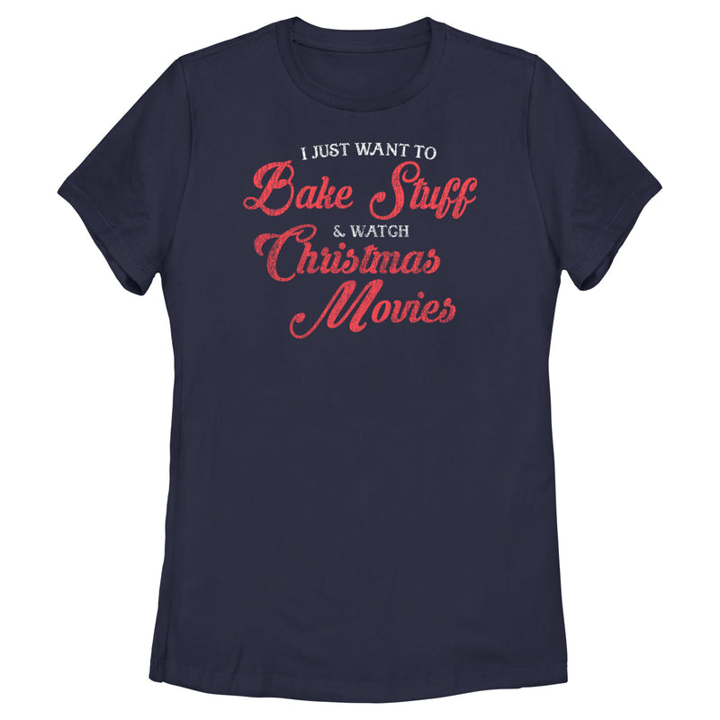 Women's Lost Gods Distressed Bake Stuff and Christmas Movies T-Shirt