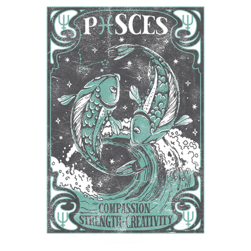 Girl's Lost Gods Vintage Pisces Card T-Shirt