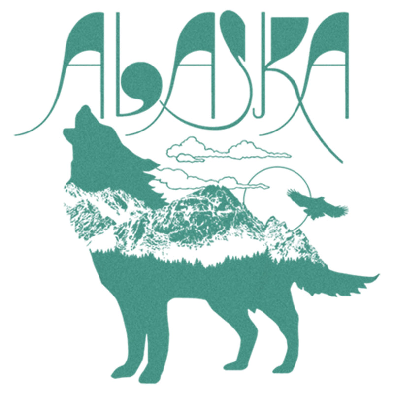 Girl's Lost Gods Alaska Wolf Silhouette Teal T-Shirt