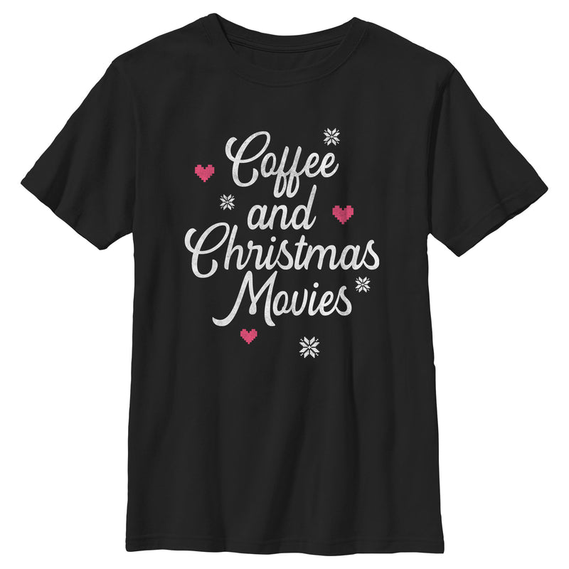 Boy's Lost Gods Coffee and Christmas Movies Distressed T-Shirt