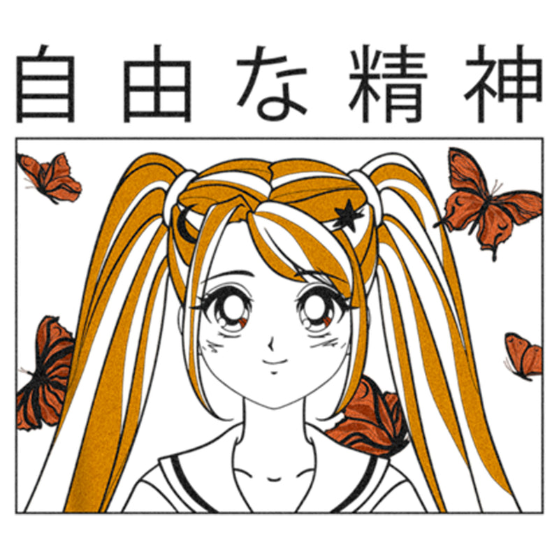 Women's Lost Gods Butterfly Anime Girl Scoop Neck