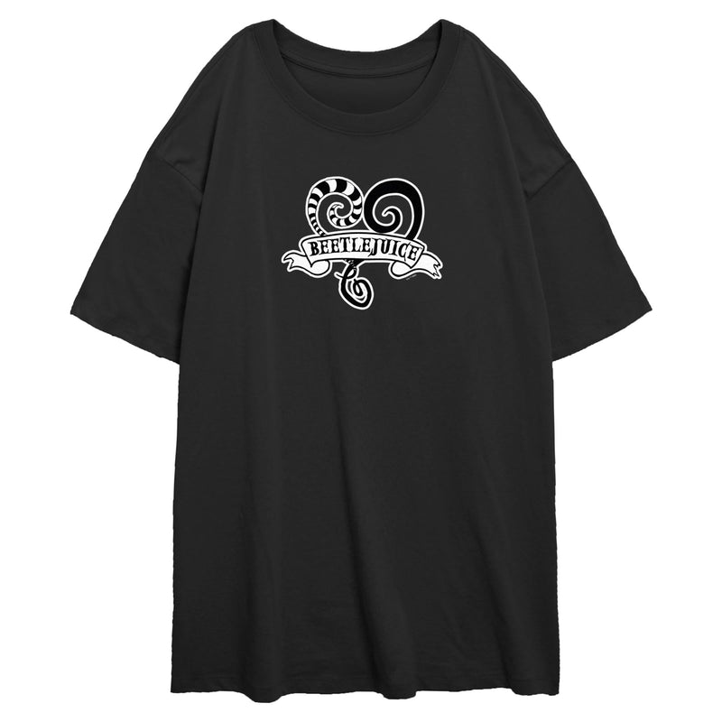 Junior's Beetlejuice Black and White Heart Logo T-Shirt