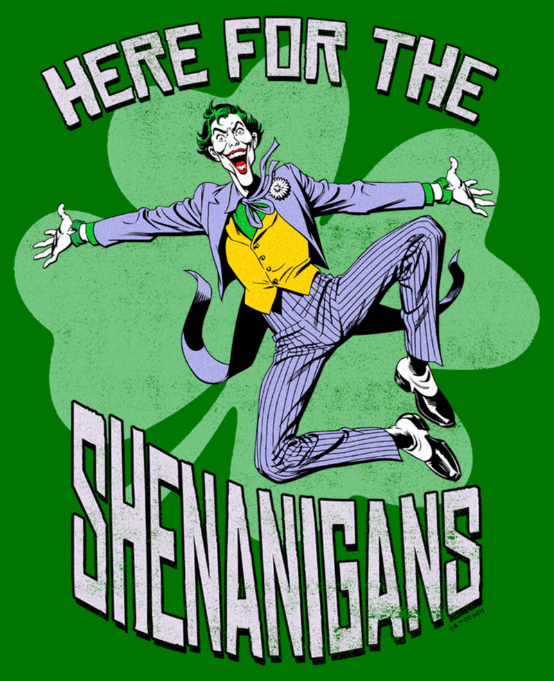 Men's Batman St. Patrick's Day Joker Here for the Shenanigans T-Shirt