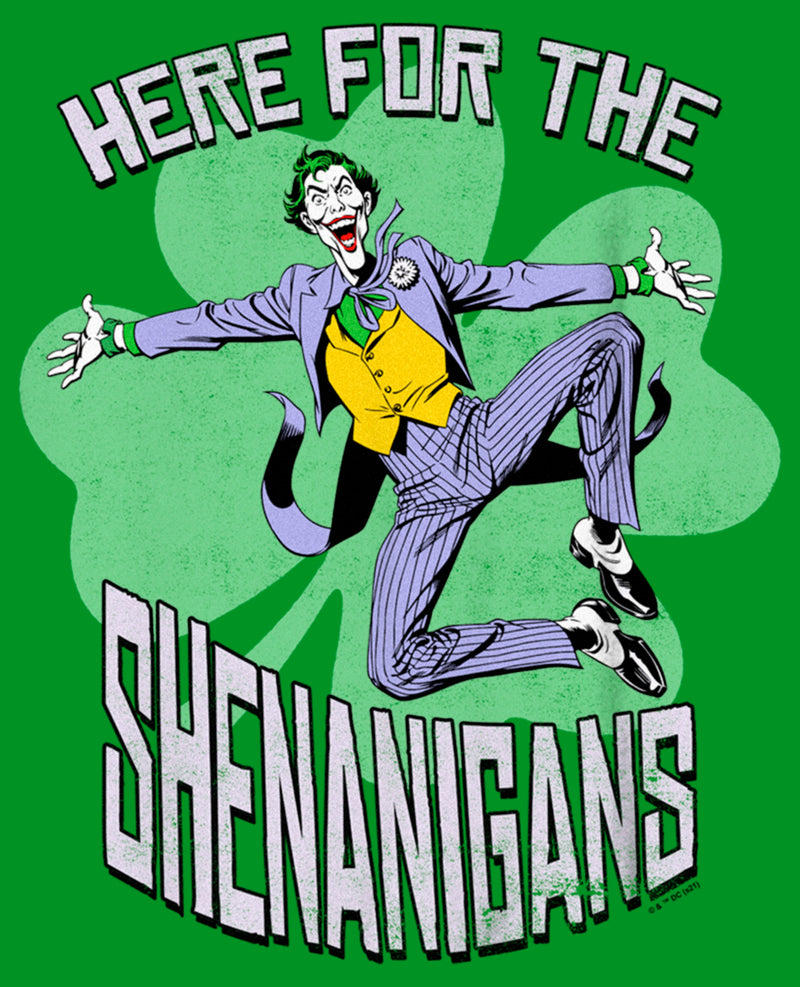 Boy's Batman St. Patrick's Day Joker Here for the Shenanigans T-Shirt