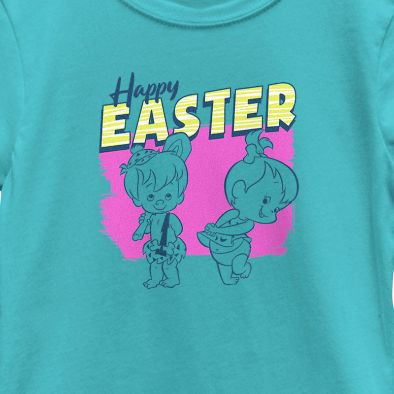 Girl's The Flintstones Pebbles and Bamm-Bamm Happy Easter T-Shirt