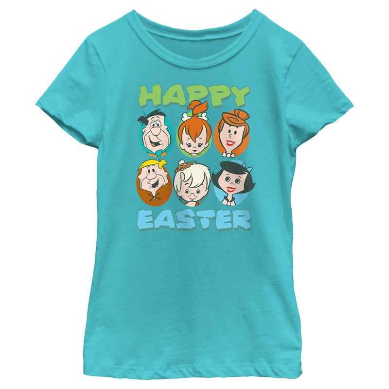Girl's The Flintstones Happy Easter Family Portraits T-Shirt