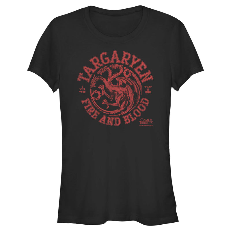 Junior's Game of Thrones Targaryen Fire and Blood College Logo T-Shirt