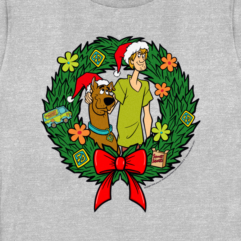 Women's Scooby Doo Christmas Shaggy and Scooby Wreath T-Shirt