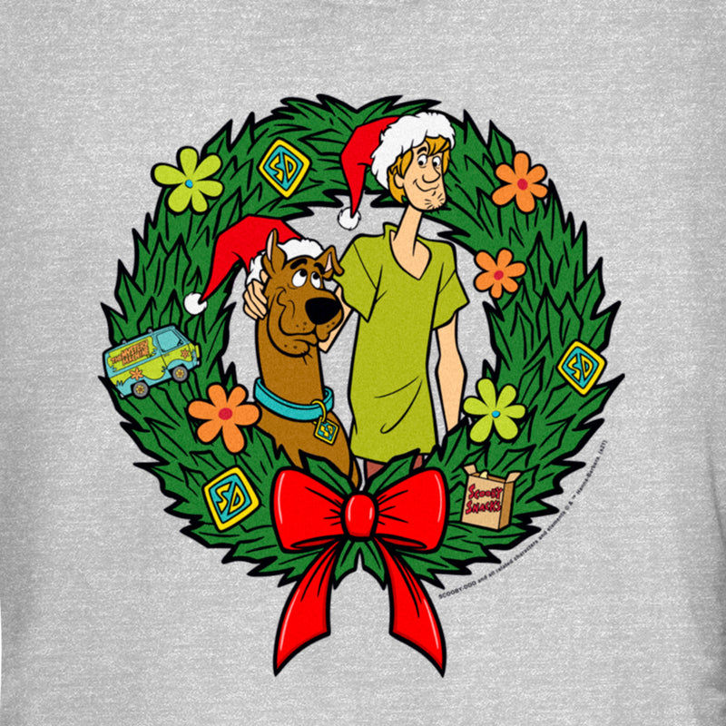 Junior's Scooby Doo Christmas Shaggy and Scooby Wreath T-Shirt