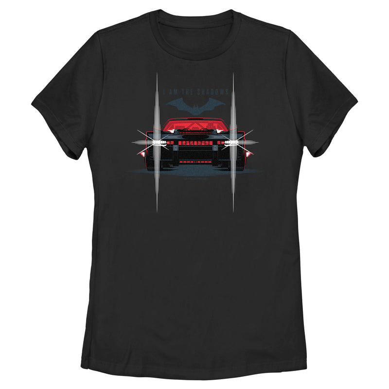 Women's The Batman Batmobile Headlights I Am The Shadows T-Shirt