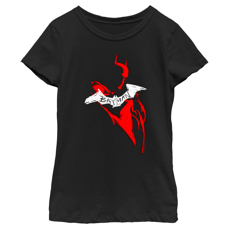Girl's The Batman Artistic Red & White Graffiti T-Shirt