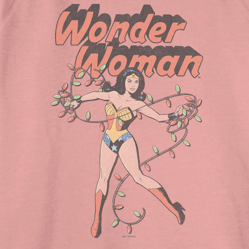 Junior's Wonder Woman Christmas Lights Sweatshirt